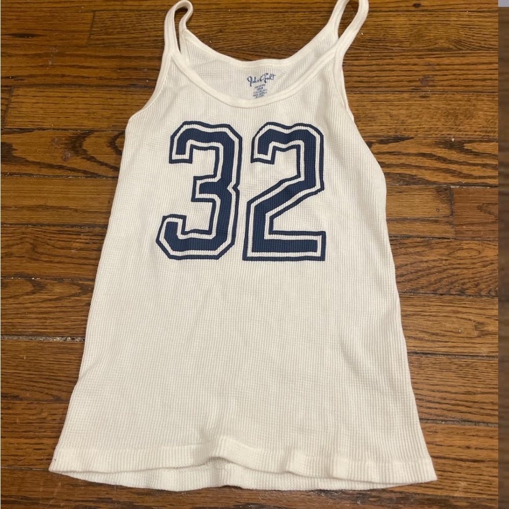 Brandy Melville White Tank Top with Navy Print NWOT